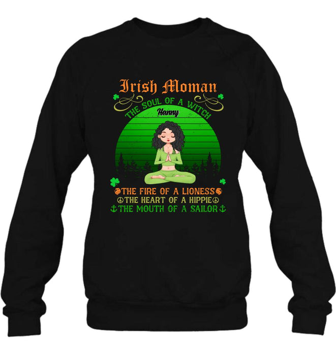 Personalized Irish Girl Yoga Shirt - Gift Idea For St Patrick's Day - Irish Woman The Soul Of A Witch