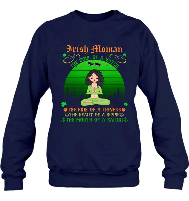 Personalized Irish Girl Yoga Shirt - Gift Idea For St Patrick's Day - Irish Woman The Soul Of A Witch