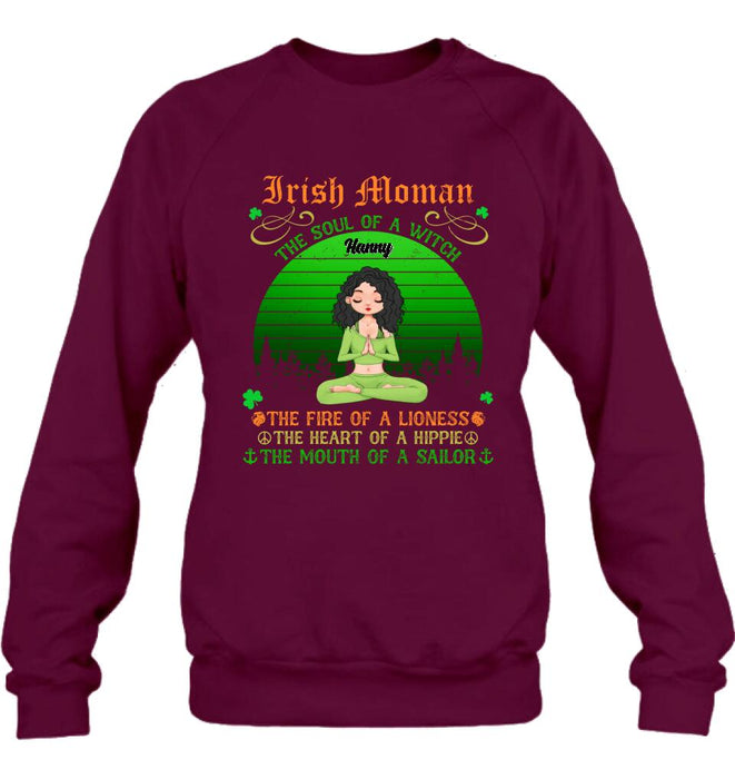 Personalized Irish Girl Yoga Shirt - Gift Idea For St Patrick's Day - Irish Woman The Soul Of A Witch