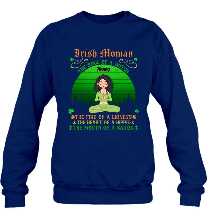 Personalized Irish Girl Yoga Shirt - Gift Idea For St Patrick's Day - Irish Woman The Soul Of A Witch
