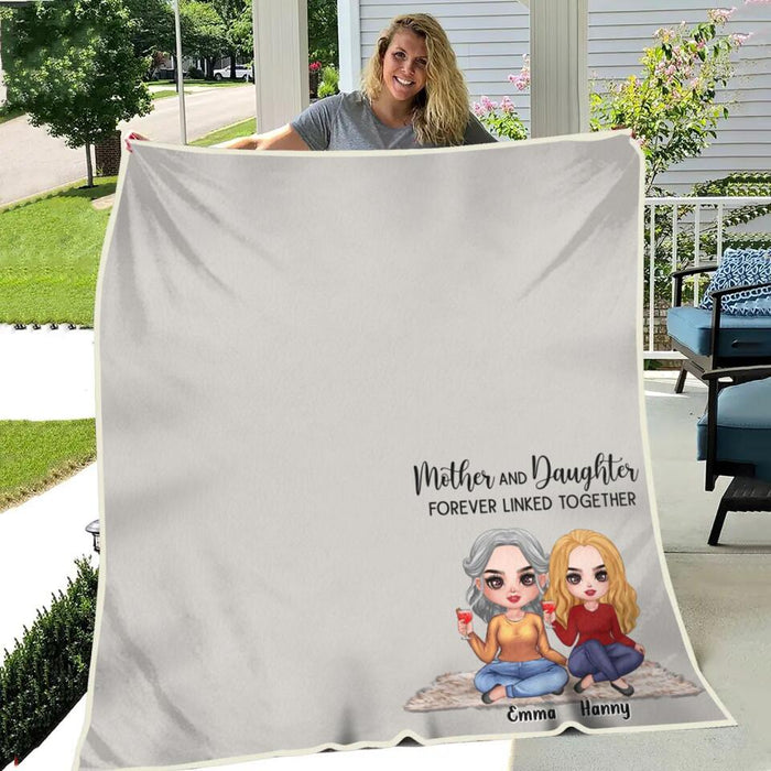 Personalized Mother And Daughters Fleece Throw Blanket/Quilt - Gift Idea For Mother And Daughter/Mother's Day Gift - Mother And Daughters Forever Linked Together