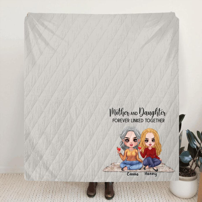 Personalized Mother And Daughters Fleece Throw Blanket/Quilt - Gift Idea For Mother And Daughter/Mother's Day Gift - Mother And Daughters Forever Linked Together