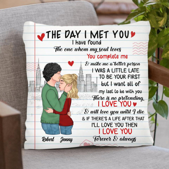 Personalized Couple Fleece Throw Blanket/Quilt/Pillow Cover - Mother's Day Gift For Wife From Husband - The Day I Met You