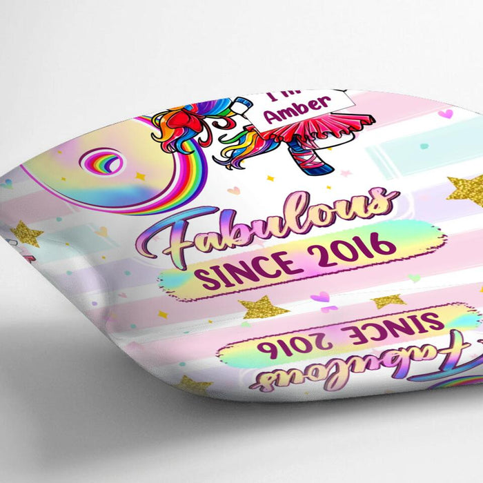 Personalized Birthday Girl Unicorn Pillow Cover - Birthday Gift Idea For Baby/Daughter - Fabulous