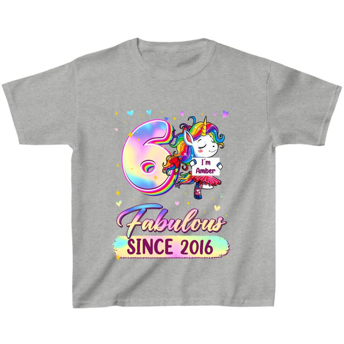 Personalized Birthday Girl Unicorn T-shirt - Birthday Gift Idea For Baby/Daughter - Fabulous
