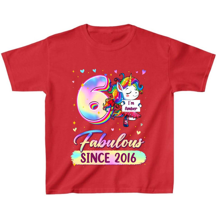 Personalized Birthday Girl Unicorn T-shirt - Birthday Gift Idea For Baby/Daughter - Fabulous