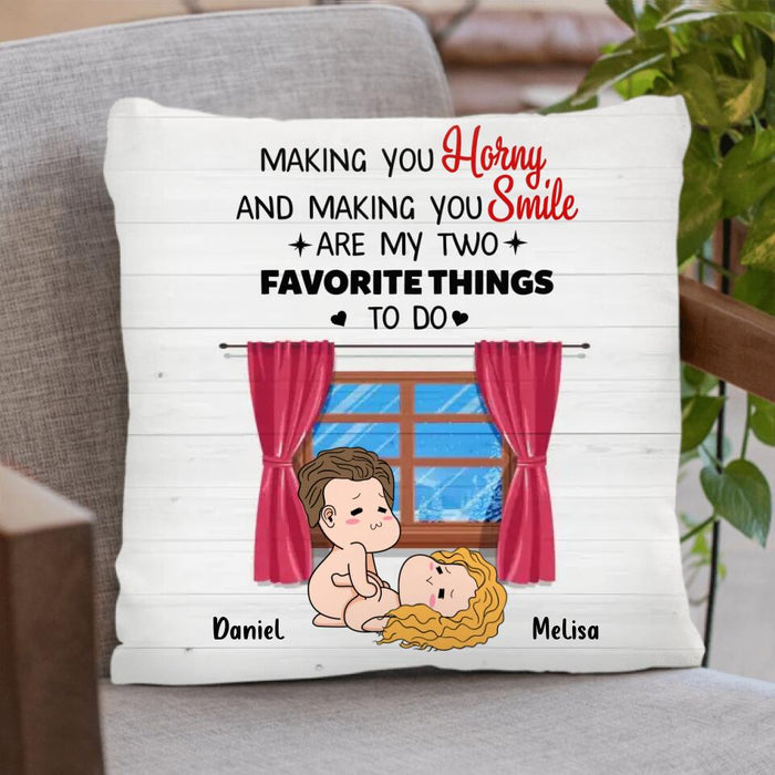 Personalized Fleece Throw Blanket/Quilt/Pillow Cover - Valentine's Day Gift - Making You Horny And Making You Smile Are My Two Favorite Things To Do