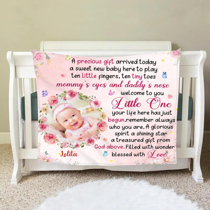Personalized Baby Photo Fleece Throw Blanket/Quilt - Gift Idea For Baby - A Precious Gift Arrived Today