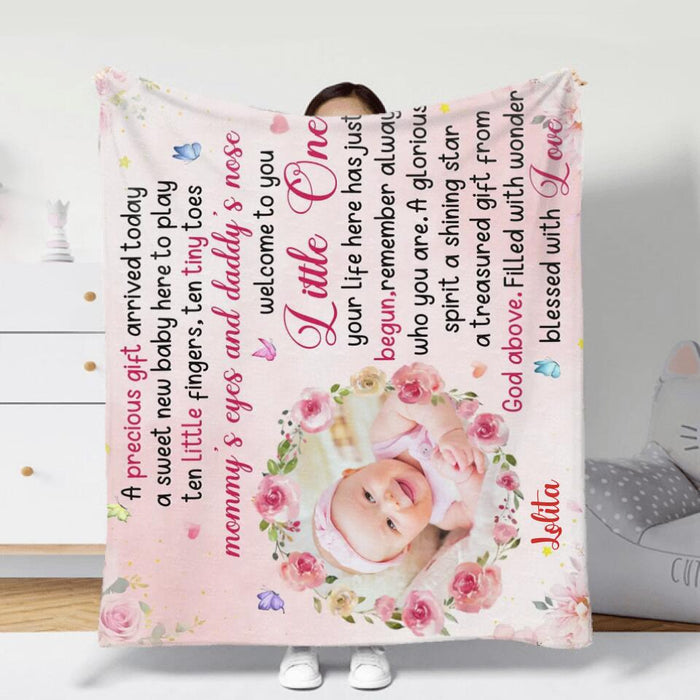 Personalized Baby Photo Fleece Throw Blanket/Quilt - Gift Idea For Baby - A Precious Gift Arrived Today