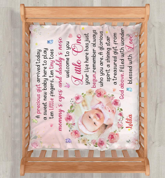 Personalized Baby Photo Fleece Throw Blanket/Quilt - Gift Idea For Baby - A Precious Gift Arrived Today