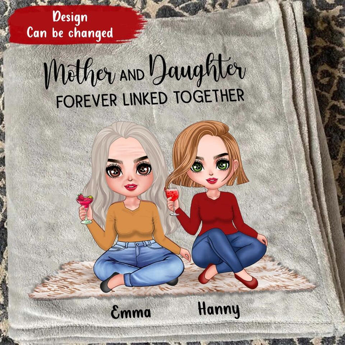 Personalized Mother And Daughters Fleece Throw Blanket/Quilt - Gift Idea For Mother And Daughter/Mother's Day Gift - Mother And Daughters Forever Linked Together
