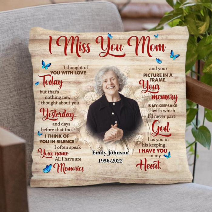 Personalized Memorial Mom Pillow Cover/Fleece Blanket/Quilt - Memory Gift For Loss Mom - I Miss You Mom