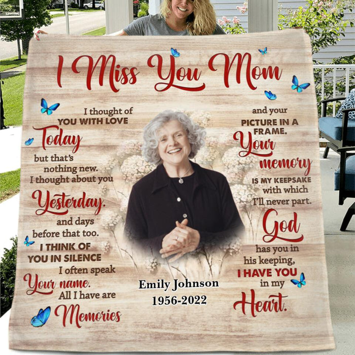 Personalized Memorial Mom Pillow Cover/Fleece Blanket/Quilt - Memory Gift For Loss Mom - I Miss You Mom