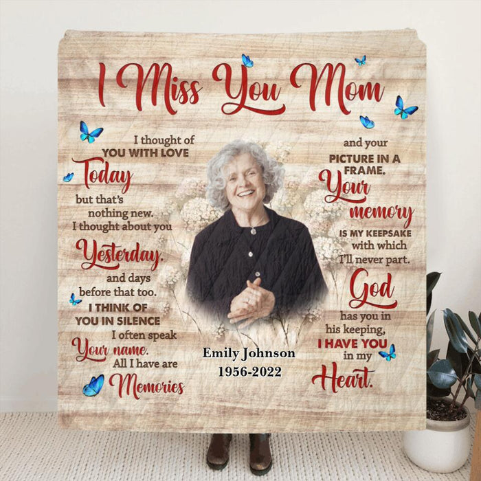 Personalized Memorial Mom Pillow Cover/Fleece Blanket/Quilt - Memory Gift For Loss Mom - I Miss You Mom