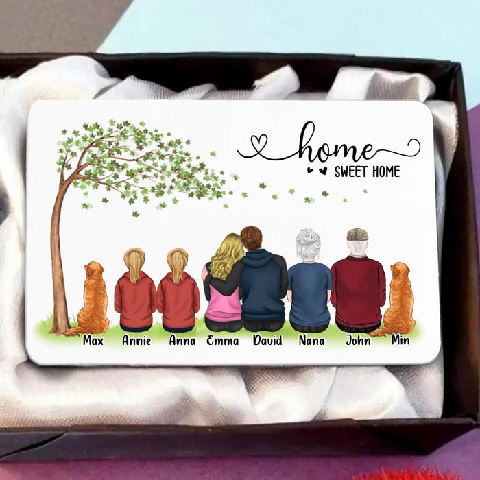Personalized Family Wallet Aluminum Card - Gift Idea For Whole Family/Couple/Pet Lover - Up to 6 People And 4 Pets - Home Sweet Home