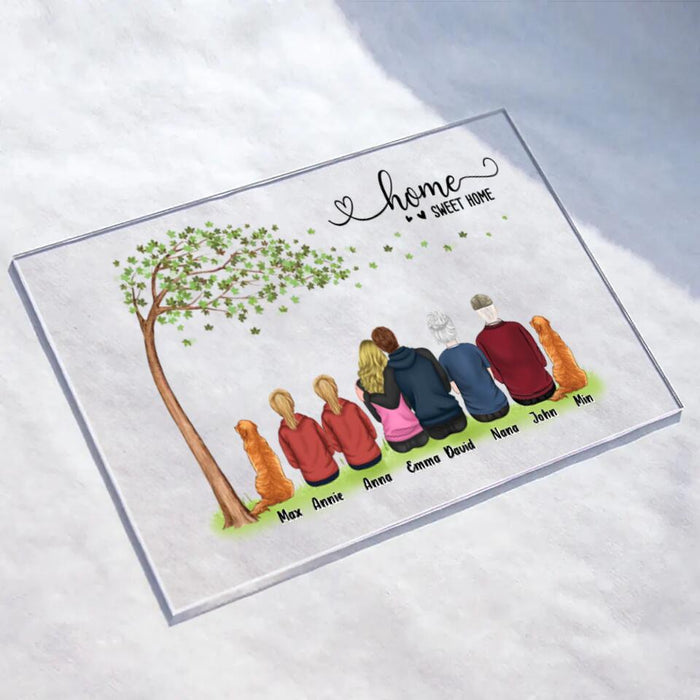 Personalized Family Acrylic Plaque - Gift Idea For Whole Family/Couple/Pet Lover - Up to 6 People And 4 Pets - Home Sweet Home