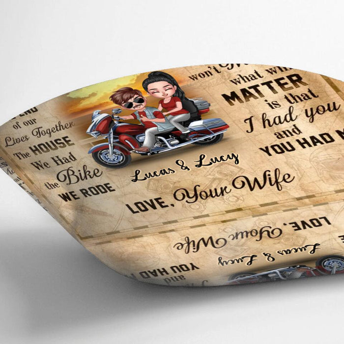 Personalized Couple Riding Pillow Cover/Fleece Throw Blanket/Quilt - Gift To Husband From Wife - To My Grumpy Biker
