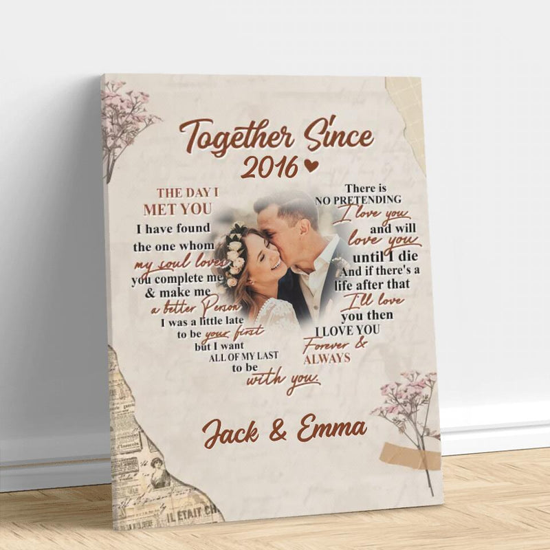 Personalized Couple Photo Canvas - Gift For Couple/Mother's Day Gift From Husband - The Day I Met You
