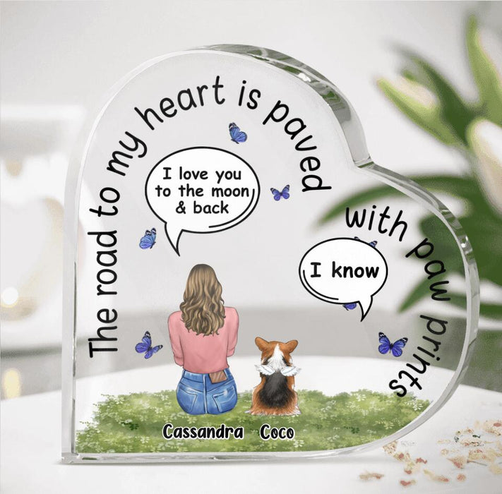 Personalized Memorial Pet Acrylic Plaque - Up to 4 Pets - Memorial Gift Idea For Dog/Cat/Rabbit Lover - The Road To My Heart Is Paved With Paw Prints