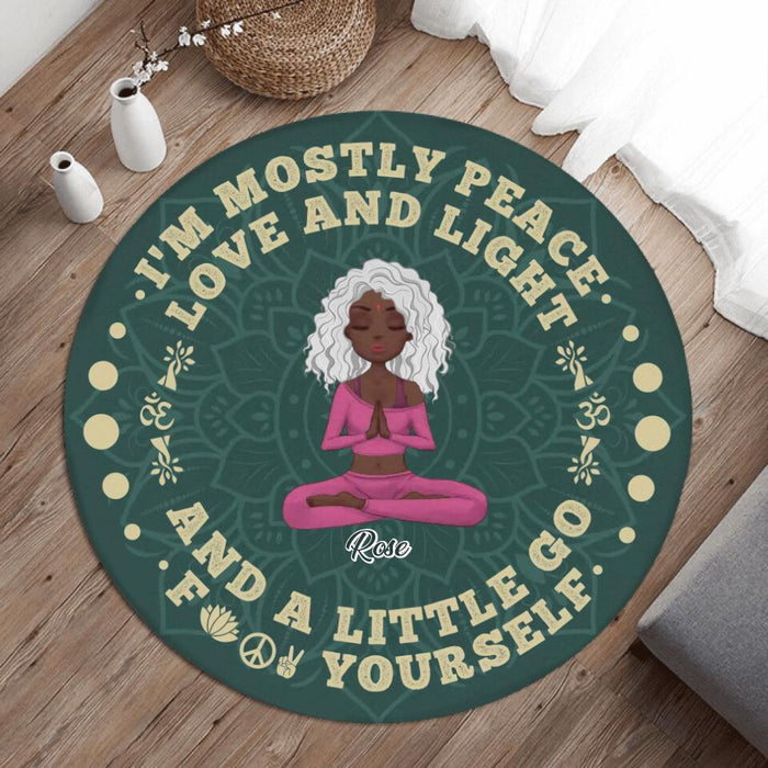Personalized Yoga Round Rug - Birthday Gift Idea For Yoga Lover - I'm Mostly Peace Love And Light