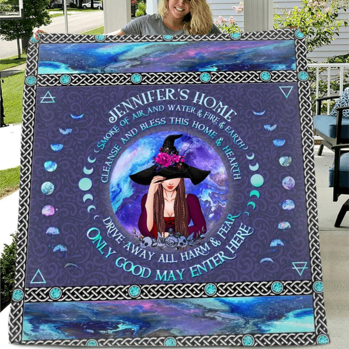 Personalized Witch Fleece Throw Blanket/Quilt - Gift Idea For Witch Lovers - Only Good May Enter Here