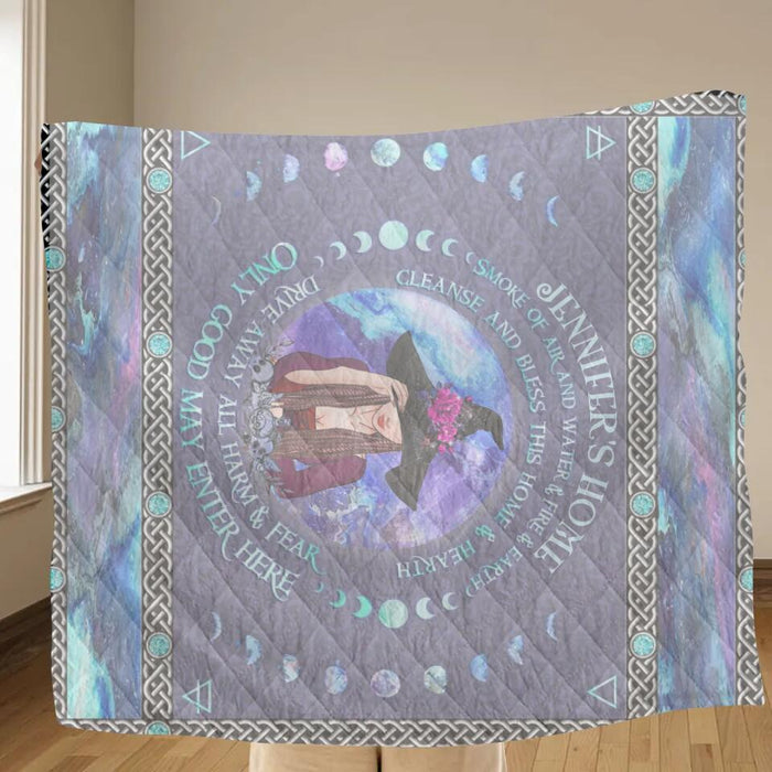 Personalized Witch Fleece Throw Blanket/Quilt - Gift Idea For Witch Lovers - Only Good May Enter Here