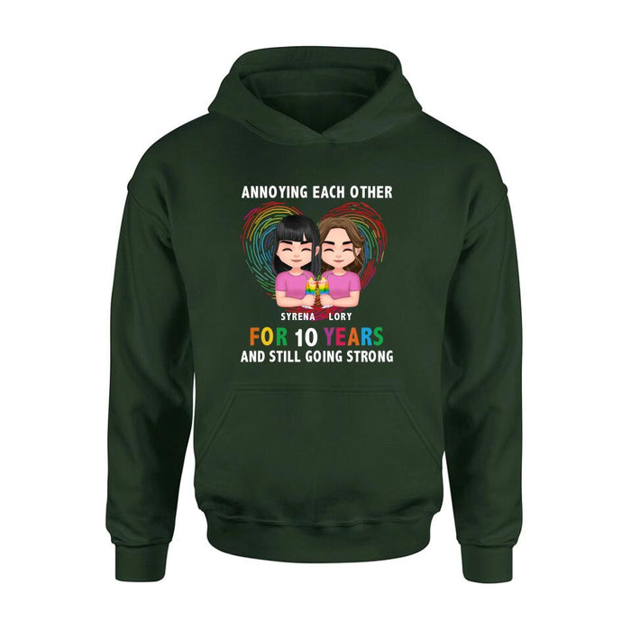 Custom Personalized LGBT Couple T-shirt/ Long Sleeve/ Sweatshirt/ Hoodie - Gift Idea For Gay/ Lesbian Couple - Annoying Each Other For 10 Years And Still Going Strong