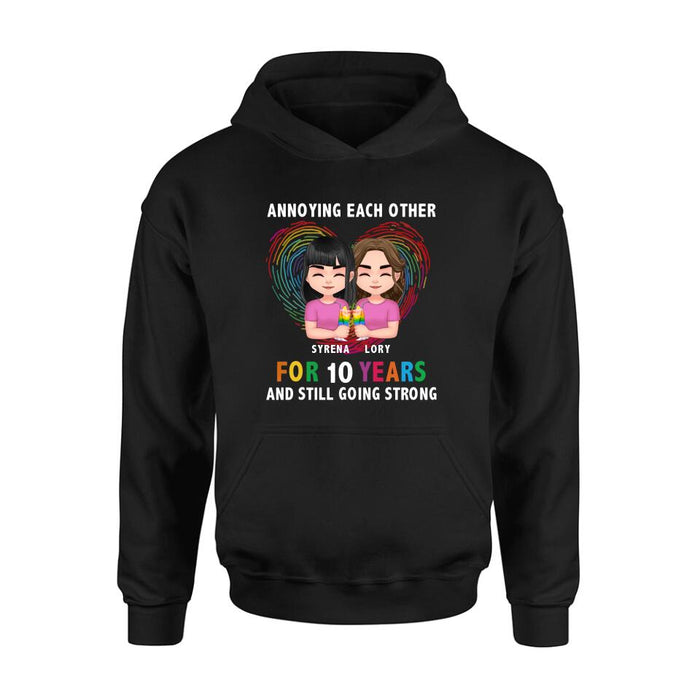 Custom Personalized LGBT Couple T-shirt/ Long Sleeve/ Sweatshirt/ Hoodie - Gift Idea For Gay/ Lesbian Couple - Annoying Each Other For 10 Years And Still Going Strong