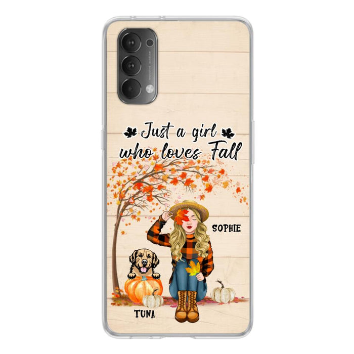 Personalized Fall Dog Mom Phone Case - Up to 4 Pets - Best Gift For Dog Lovers - Just A Girl Who Loves Fall - Case For Oppo Huawei Xiaomi - MTJKZW