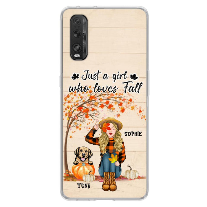 Personalized Fall Dog Mom Phone Case - Up to 4 Pets - Best Gift For Dog Lovers - Just A Girl Who Loves Fall - Case For Oppo Huawei Xiaomi - MTJKZW