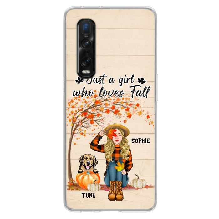 Personalized Fall Dog Mom Phone Case - Up to 4 Pets - Best Gift For Dog Lovers - Just A Girl Who Loves Fall - Case For Oppo Huawei Xiaomi - MTJKZW