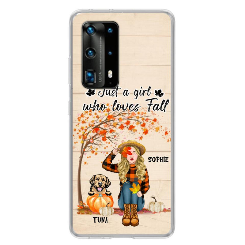 Personalized Fall Dog Mom Phone Case - Up to 4 Pets - Best Gift For Dog Lovers - Just A Girl Who Loves Fall - Case For Oppo Huawei Xiaomi - MTJKZW