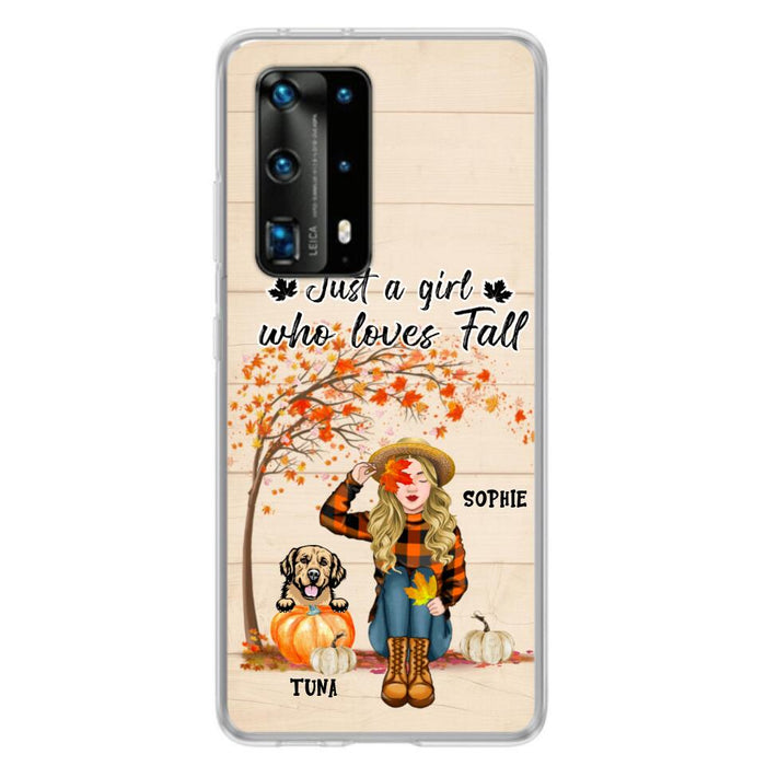 Personalized Fall Dog Mom Phone Case - Up to 4 Pets - Best Gift For Dog Lovers - Just A Girl Who Loves Fall - Case For Oppo Huawei Xiaomi - MTJKZW