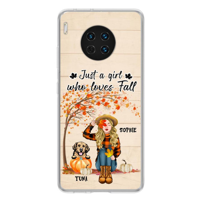 Personalized Fall Dog Mom Phone Case - Up to 4 Pets - Best Gift For Dog Lovers - Just A Girl Who Loves Fall - Case For Oppo Huawei Xiaomi - MTJKZW