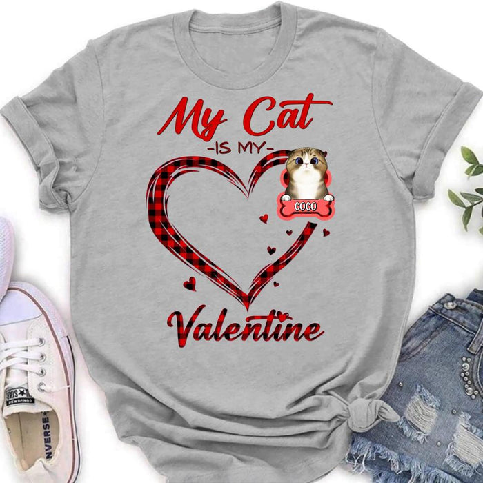 Personalized Pet T-Shirt/Long Sleeve/Sweatshirt/Hoodie - Valentine's Day Gift Idea For Dog/Cat Lover - Up to 5 Pets - My Cat Is My Valentine