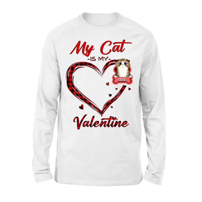 Personalized Pet T-Shirt/Long Sleeve/Sweatshirt/Hoodie - Valentine's Day Gift Idea For Dog/Cat Lover - Up to 5 Pets - My Cat Is My Valentine