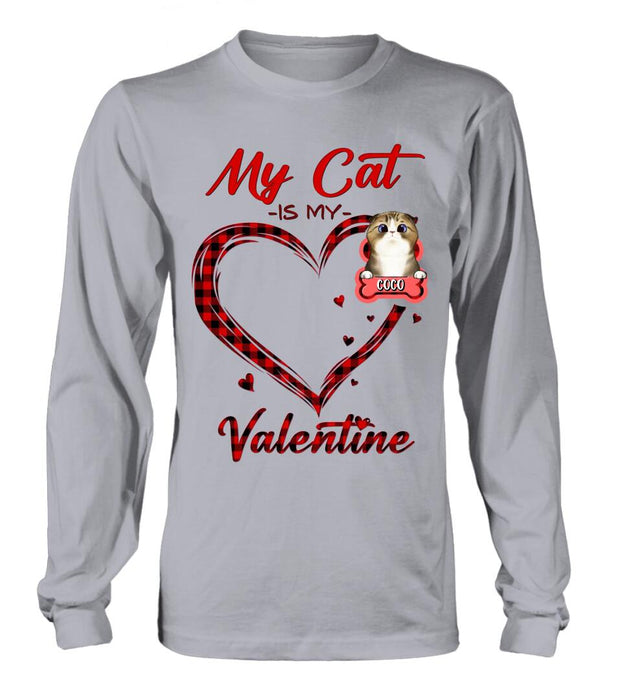 Personalized Pet T-Shirt/Long Sleeve/Sweatshirt/Hoodie - Valentine's Day Gift Idea For Dog/Cat Lover - Up to 5 Pets - My Cat Is My Valentine