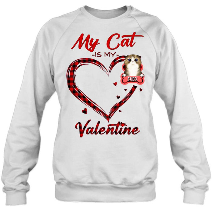 Personalized Pet T-Shirt/Long Sleeve/Sweatshirt/Hoodie - Valentine's Day Gift Idea For Dog/Cat Lover - Up to 5 Pets - My Cat Is My Valentine