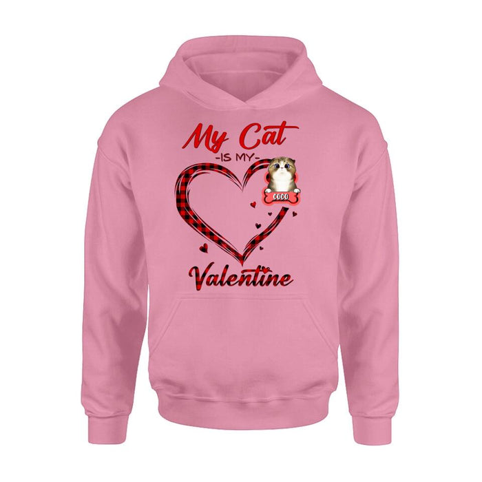Personalized Pet T-Shirt/Long Sleeve/Sweatshirt/Hoodie - Valentine's Day Gift Idea For Dog/Cat Lover - Up to 5 Pets - My Cat Is My Valentine
