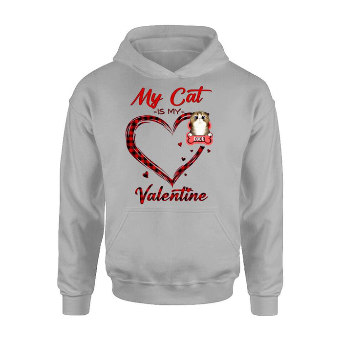 Personalized Pet T-Shirt/Long Sleeve/Sweatshirt/Hoodie - Valentine's Day Gift Idea For Dog/Cat Lover - Up to 5 Pets - My Cat Is My Valentine