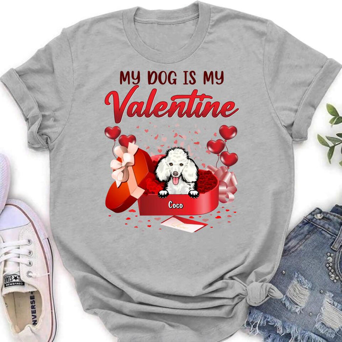 Personalized Pet T-Shirt/Long Sleeve/Sweatshirt/Hoodie - Valentine's Day Gift Idea For Dog/Cat Lover - Up to 4 Pets - My Dogs Are My Valentine