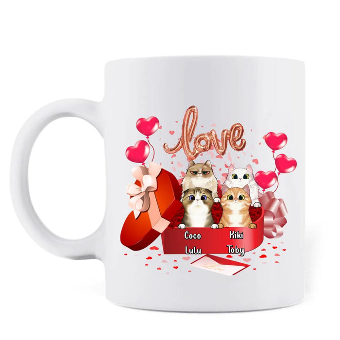 Personalized Pet Coffee Mug - Valentine's Day Gift Idea For Dog/Cat Lover - Up to 4 Pets - My Cats Are My Valentine
