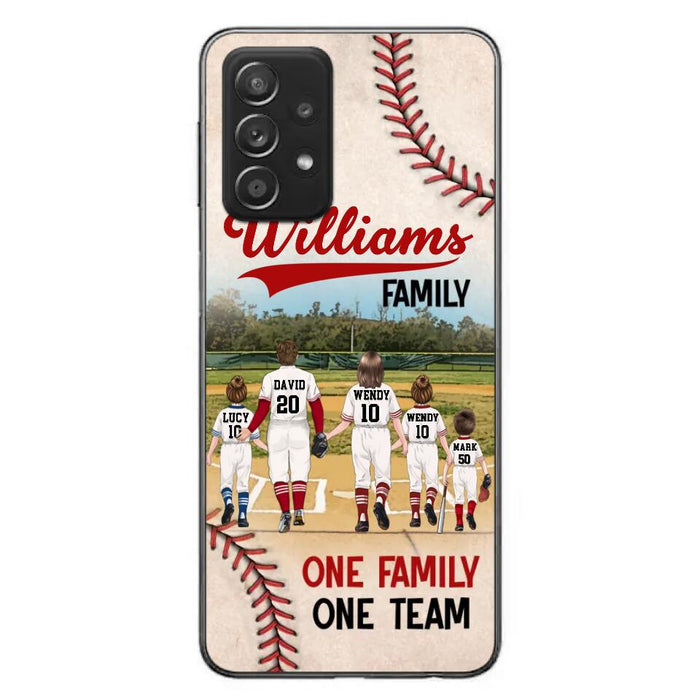 Personalized Baseball Family Phone Case - Up to 3 Children - Valentine's Day/Birthday/Anniversary Gift For Husband & Wife - One Family One Team - Case for iPhone/Samsung