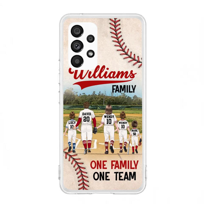 Personalized Baseball Family Phone Case - Up to 3 Children - Valentine's Day/Birthday/Anniversary Gift For Husband & Wife - One Family One Team - Case for iPhone/Samsung