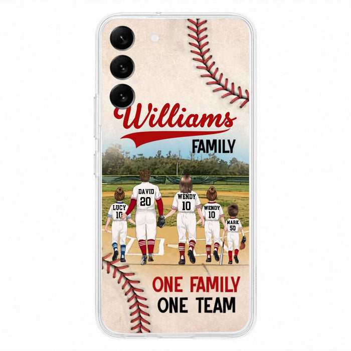 Personalized Baseball Family Phone Case - Up to 3 Children - Valentine's Day/Birthday/Anniversary Gift For Husband & Wife - One Family One Team - Case for iPhone/Samsung