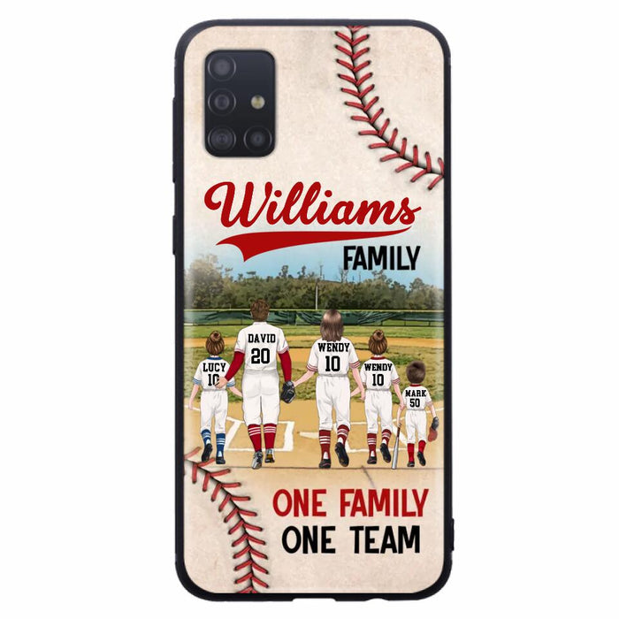 Personalized Baseball Family Phone Case - Up to 3 Children - Valentine's Day/Birthday/Anniversary Gift For Husband & Wife - One Family One Team - Case for iPhone/Samsung