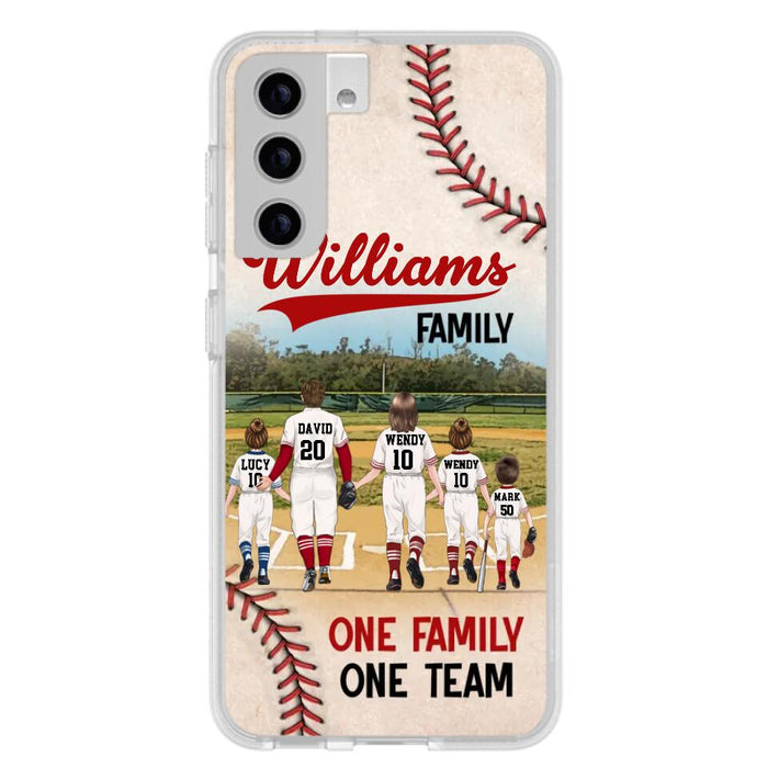Personalized Baseball Family Phone Case - Up to 3 Children - Valentine's Day/Birthday/Anniversary Gift For Husband & Wife - One Family One Team - Case for iPhone/Samsung