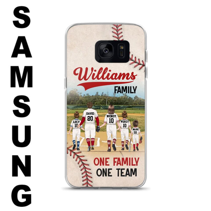 Personalized Baseball Family Phone Case - Up to 3 Children - Valentine's Day/Birthday/Anniversary Gift For Husband & Wife - One Family One Team - Case for iPhone/Samsung