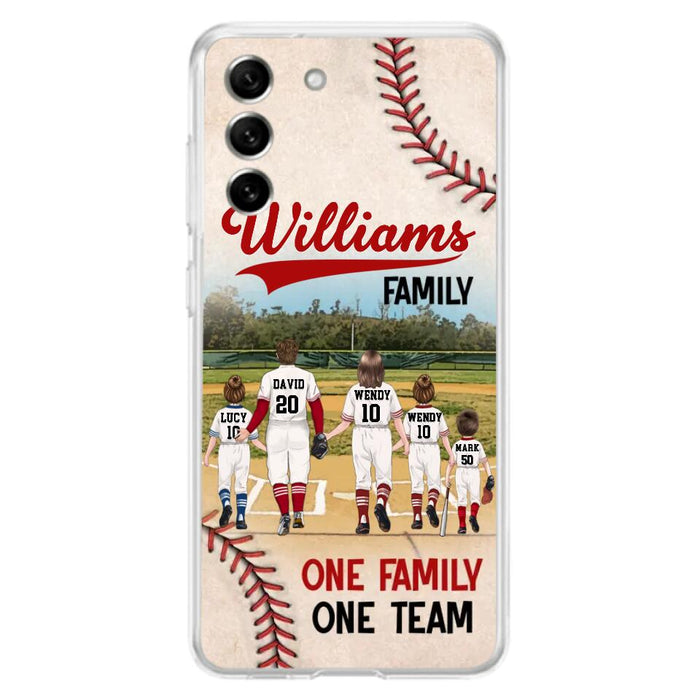 Personalized Baseball Family Phone Case - Up to 3 Children - Valentine's Day/Birthday/Anniversary Gift For Husband & Wife - One Family One Team - Case for iPhone/Samsung