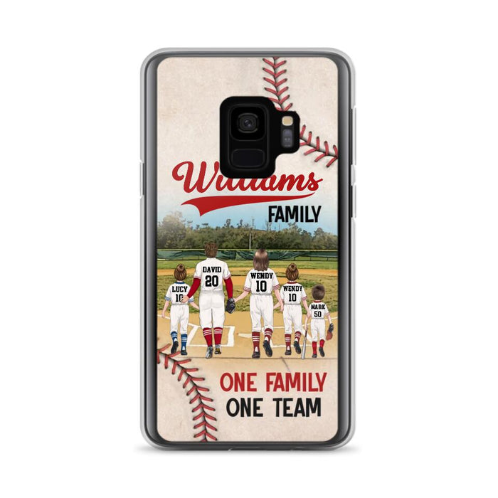 Personalized Baseball Family Phone Case - Up to 3 Children - Valentine's Day/Birthday/Anniversary Gift For Husband & Wife - One Family One Team - Case for iPhone/Samsung